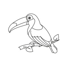 Obraz premium Coloring page with a cute toucan. Vector Illustration.