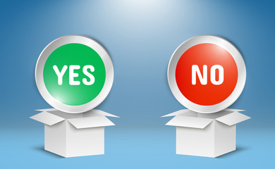 
Vector illustration of yes or no buttons. Selection icons on transparent background.