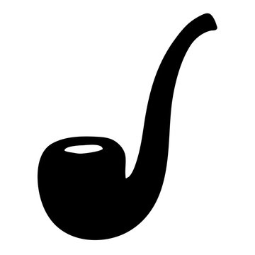 Vector tobacco pipe, isolated silhoette on the white background