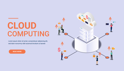 landing page of cloud computing template vector illustration