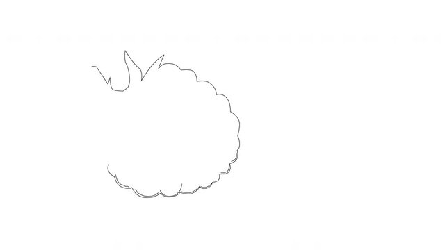 Self drawing animation of raspberry. Copy space. White background,