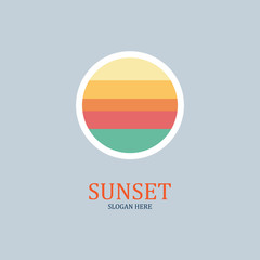 isolated round shape sunset vector logo