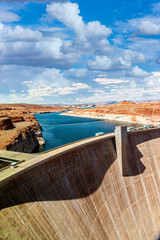 Glen Canyon Dam Retaining Lake Powell Arizona USA 