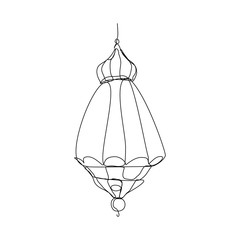 continuous line drawing of islamic lantern. Single line art of ramadan kareem greeting card concept. Vector illustration