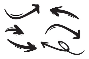 Hand drawn arrows set. Vector doodle icon.