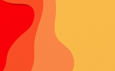 Abstract red orange and yellow paper cut shapes gradient background.paper art style textured with wavy layers 3D render.for background wallpaper and Business template.