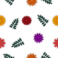 Fototapeta na wymiar seamless pattern of paper cut floral elements