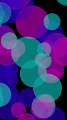 Multicolored translucent circles on a dark background. 3D illustration