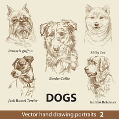 Set of hand drawing dogs 2