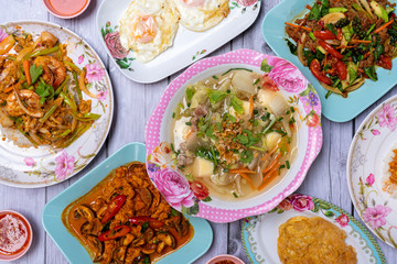 Thai food mixed dishes 