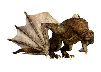 3D Rendering Fairy Tale Dragon on White