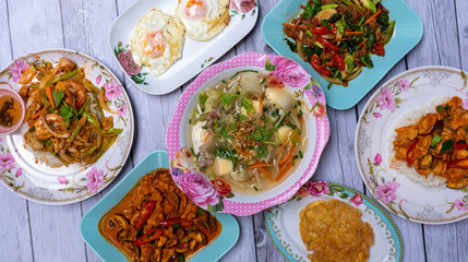 Thai food mixed dishes 