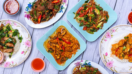 Thai food mixed dishes 