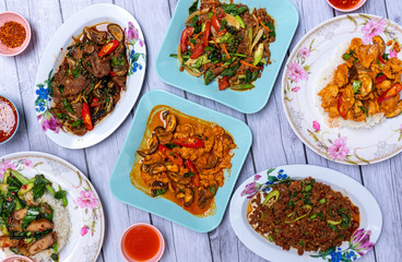 Thai food mixed dishes 