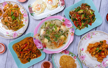Thai food mixed dishes 