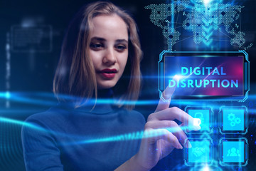 Business, Technology, Internet and network concept. Young businessman working on a virtual screen...