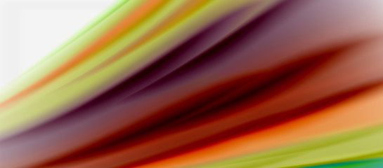 Wave lines abstract background, smooth silk design with rainbow style colors. Liquid fluid color waves. Vector Illustration