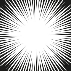 Radial speed line burst in retro style on light background. Design template vector. Retro vintage style. Burst symbol template. Comic Book Design Element. Retro bright backdrop. Halftone effect.