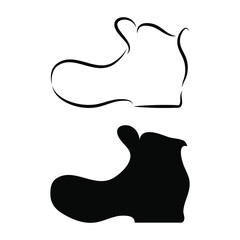 Boot shoes logo icon silhouette sign Hand drawn Modern design Fashion print for clothes apparel greeting invitation card picture banner poster flyer for websites Vector  illustration