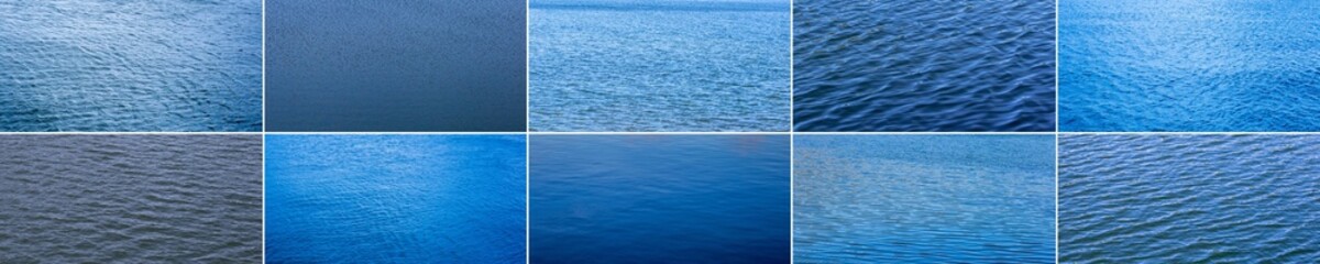 texture set of blue sea water surface background