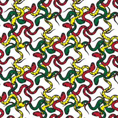 seamless snake pattern on white background. Vector image