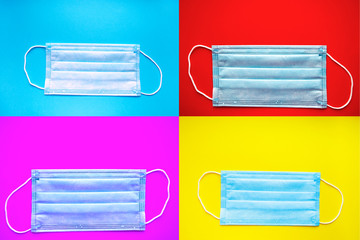 Face mask with copy space. Medical mask for infection prevention. Healthcare and pharmacy business.