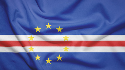 Cape Cabo Verde flag with fabric texture
