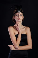 Beautiful woman in the style of Art Nouveau, the era of gangsters