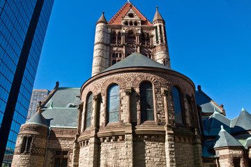 The Historic Romanesque Revival Style Trinity Church in Copley Square ,Boston, Massachusetts, USA