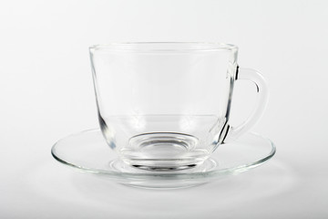 empty glass tea mug on a white background
