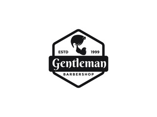 Barbershop logo design, man with beard vector illustration