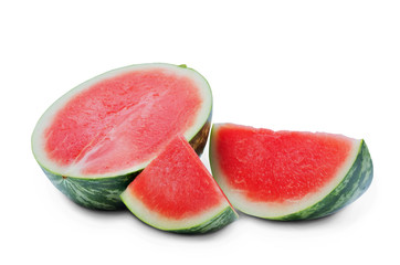 watermelon ripe cut half and slice isolated on white background  with clipping path