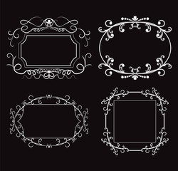 Collection of vintage page decoration, borders, frames. Wicker lines and old decor elements. Luxury decoration for greeting cards, wedding album or restaurant menu. Jpeg