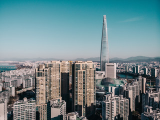 Seoul city with skyscrapers and Tower