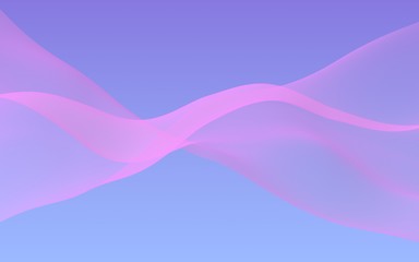 Pink wave on blue sky abstract background. Fluttering pink scarf. Waving on wind pink fabric. 3D illustration