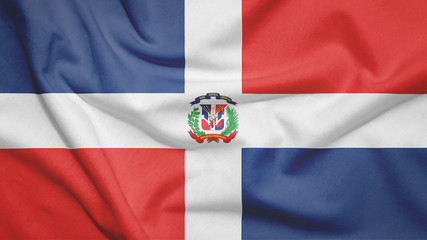 Dominican Republic flag with fabric texture