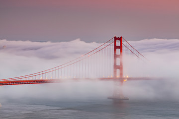 Fototapeta na wymiar Low Fog in Golden Gate Bridge, San Francisco