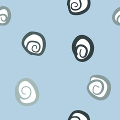 Seamless hand-painted Doodle vector drawing. The ovals look like snails. Stylish pastel colors and modern graphics. Suitable for Wallpaper, textiles, covers and other finishing materials.