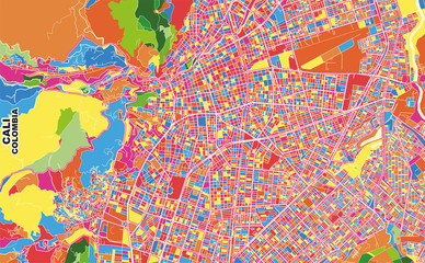 Cali, Colombia, colorful vector map
