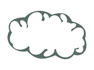Stylized vector image of the human brain or cloud with minimum detail. Dark outline with white fill