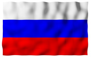 Waving flag of the Russian Federation. The National. State symbol of the Russia. 3D illustration