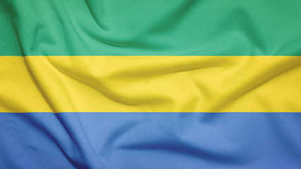 Gabon flag with fabric texture