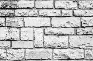 Background of white bricks. An old brick wall of white color. Perfect background with space