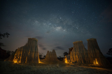 Night landscape with the Milky Way in Thailand.
