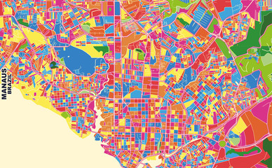 Fototapeta na wymiar Manaus, Brazil, colorful vector map