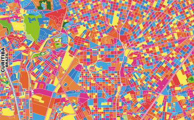 Fototapeta na wymiar Curitiba, Brazil, colorful vector map