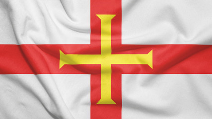 Fototapeta premium Guernsey flag with fabric texture