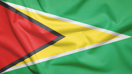 Guyana flag with fabric texture