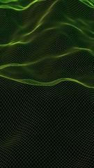 Obraz premium Abstract landscape background. Cyberspace green grid. hi tech network. 3D illustration