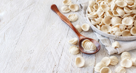 Fototapeta na wymiar Fresh raw italian pasta orecchiette